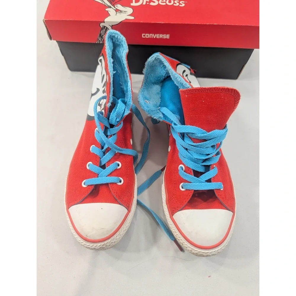 Rare Converse Hi Top Dr. Seuss Hook Thing One Thing Two Size 5 Junior - Picture 4 of 8